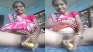 Desi Mallu maid using sex toy in pussy